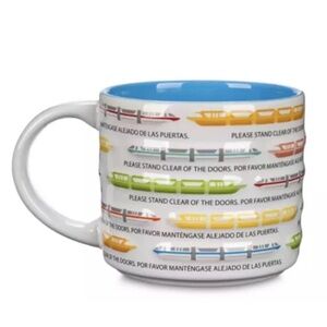 Disney Parks Monorail Please Stand Clear of the Doors Ceramic Coffee Mug NEW